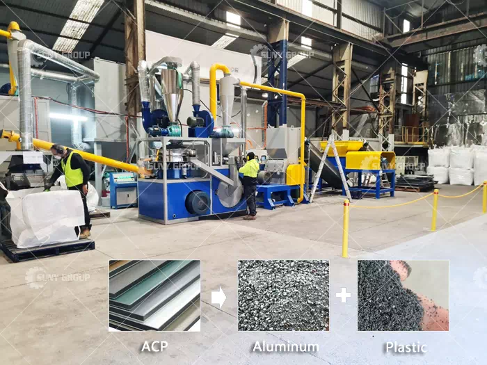 Aluminum plastic panel separation customer work site