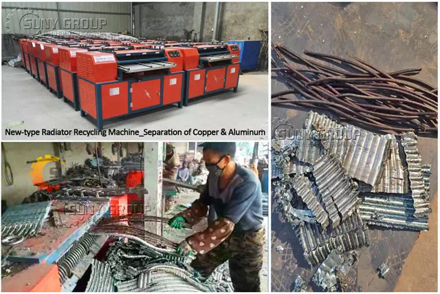 Scrap copper and aluminum radiator stripping machine