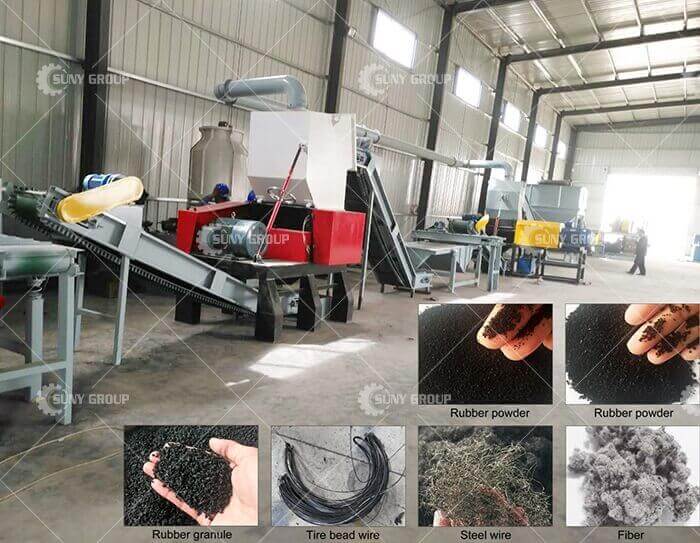 Waste tire recycling and waste tire processing equipment