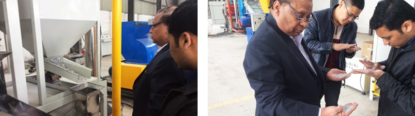 Indian Customers Inspect Aluminum Plastic Recycling Machine